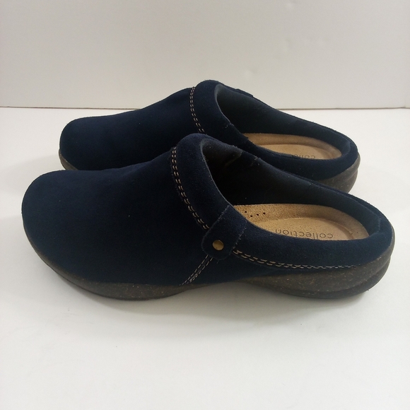 Clarks Women 8 Wide Suede Blue Clogs - Picture 3 of 8